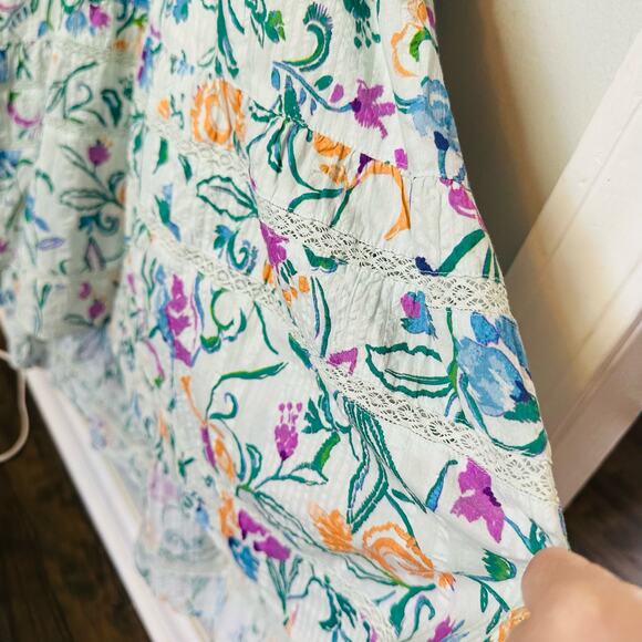 TANYA TAYLOR Women's Neves White Floral Wrap Tie Waist V-Neckline Dress Size 14 - Picture 9 of 16